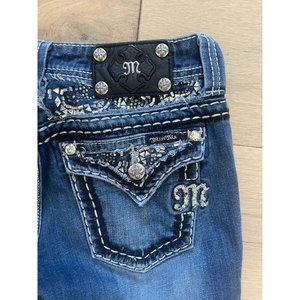 Miss Me JE5733EL Easy Boot Jeans Women's Size 27 Embellished Mid Rise Denim Blue